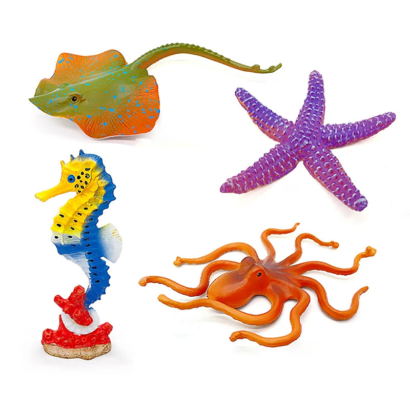 Diy plástico simulado vida marina juguete modelo eahorse langosta cangrejo ciencia juguetes figuras de acción colección educativa juguete chico