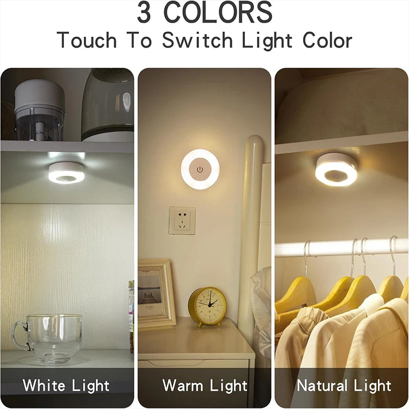Luces LED de noche con Sensor táctil, lámpara de noche de pared regulable de 3 colores, recargable por USB, magnética, para habitación, pasillo y dormitorio, 1-6 uds.