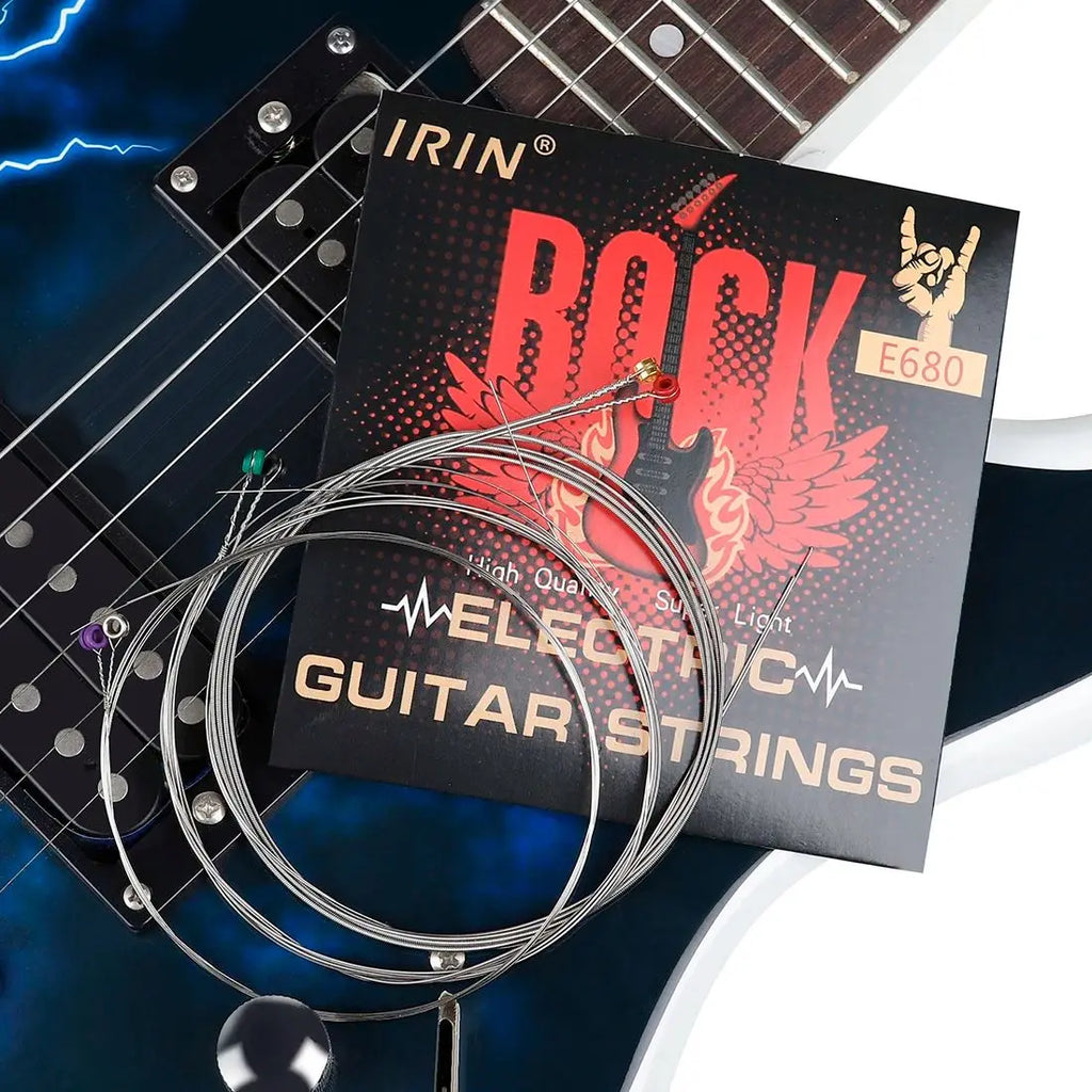 Cuerdas de guitarra eléctrica IRIN E680, 1-6 cuerdas de alambre de acero inoxidable, accesorios para instrumentos musicales de guitarra eléctrica plateada