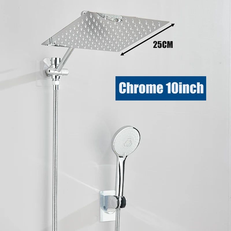 Juego de ducha oculto dos en uno, manguera larga para ducha, cabezal de ducha de lluvia de alta presión de 8/10 pulgadas, ducha de lluvia para baño