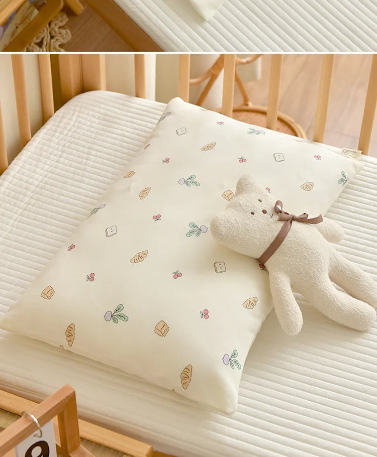 Almohada transpirable de algodón con dibujos animados para bebés y niños, almohada para recién nacidos, almohada para siesta para jardín de infantes, adecuada para uso diario, 30x50cm