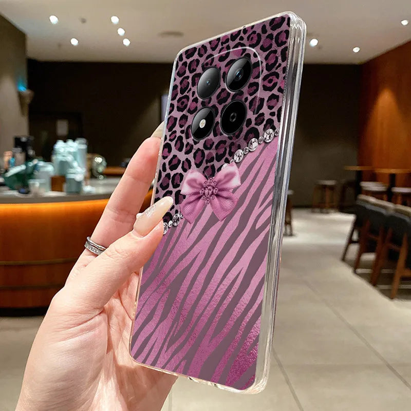 Funda para Teléfono Xiaomi Redmi Note 15 Pro 4G, Carcasa Protectora con Diseño de Lazo de Mariposa, Transparente, de Silicona TPU Suave