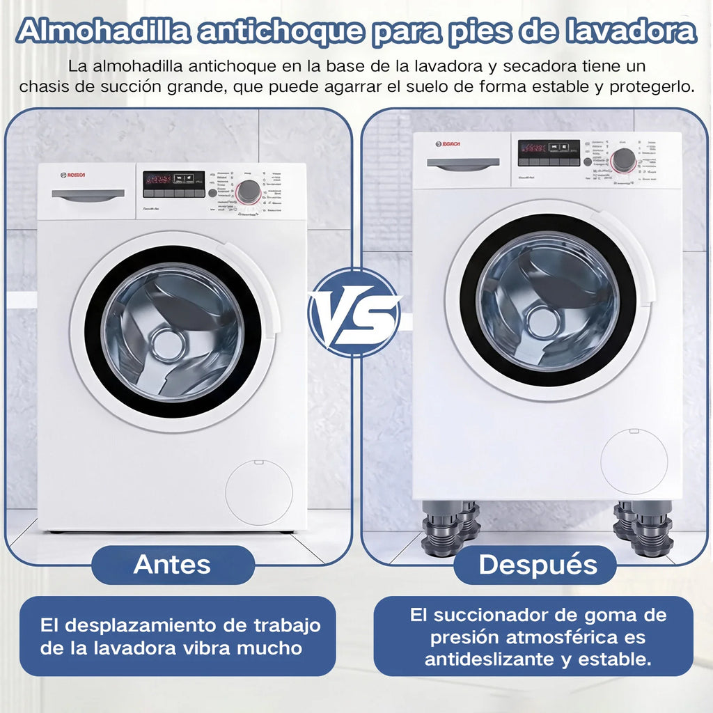 Base Antivibración para Lavadora, Almohadillas Antideslizantes y Amortiguadoras, Soporte Universal Elevador para Lavadora, Refrigerador, Reducción de Ruido y Humedad