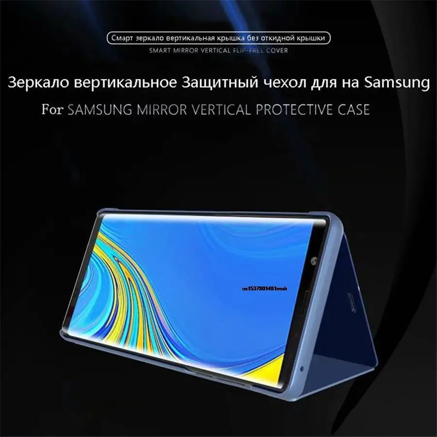 Funda con Tapa Abatible y Espejo Inteligente para Samsung Galaxy S25 Ultra, S25 Edge, S24 Plus, S25Plus, S25Ultra, S25Edge, Funda de Cuero para Teléfono