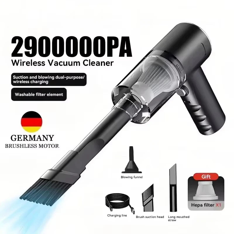 Aspiradora para Auto 2900000 Pa 4 en 1, Potente Máquina de Limpieza Inalámbrica con Succión y Soplado, Aspiradora Portátil para el Hogar, Nueva 2026