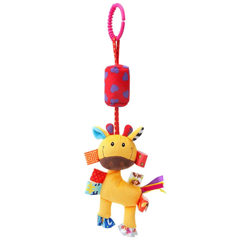 Sonajeros colgantes sensoriales para bebé, juguete de aprendizaje suave, cochecito de animales de peluche, cama de coche infantil, cuna con mordedor para bebés y niños pequeños