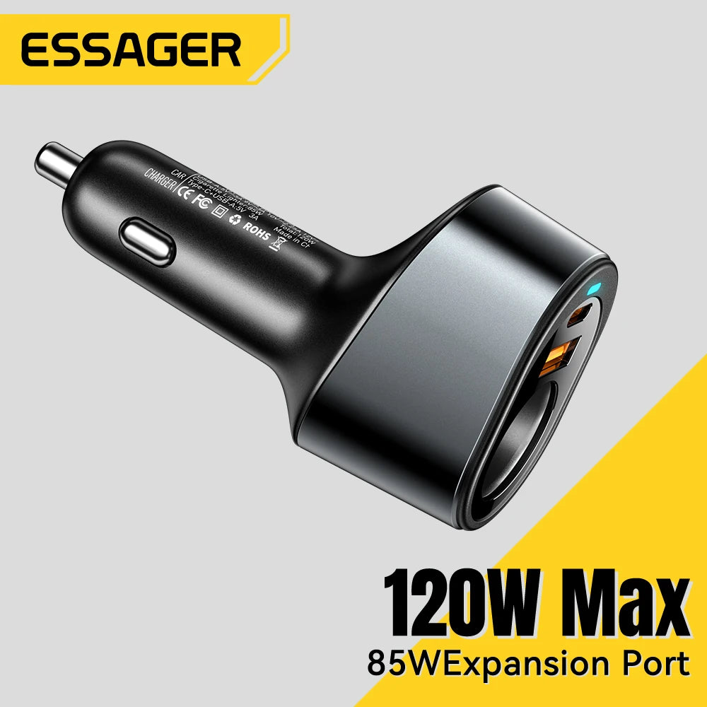Essager-cargador de coche USB tipo C, encendedor de cigarrillos, cargador rápido para iPhone 15, 14, 13, Xiaomi, carga de teléfono móvil PD3.0