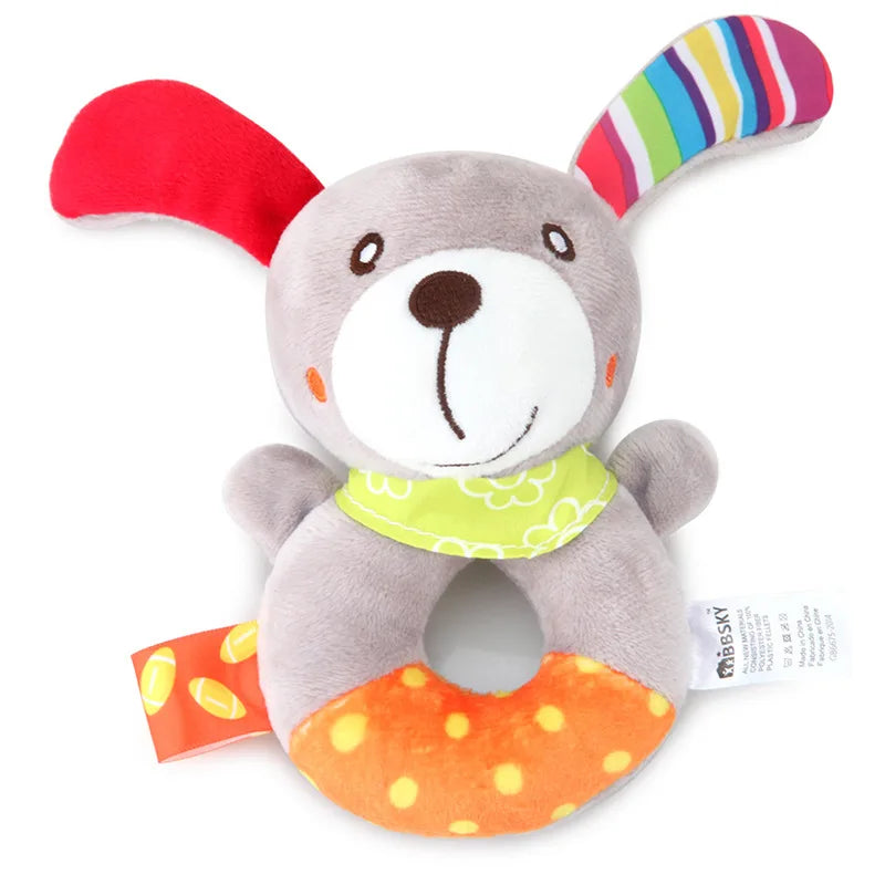 Sonajero de elefante de peluche para bebé, juguete educativo de dibujos animados para recién nacido de 0 a 24 meses, mordedor de campana de anillo de mano de oso