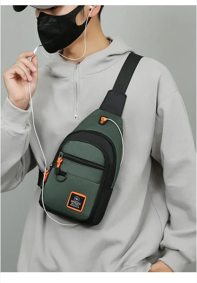 Riñoneras informales con estilo para hombre, bolso de pecho para hombre, bolso de pecho a la moda, bolso de hombro tipo bandolera de tela Oxford ligero