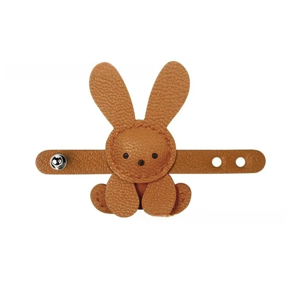 Lindo bolso de conejito de dibujos animados, colgante ajustable para bolso DIY, decoración de bolso de Color sólido de cuero PU