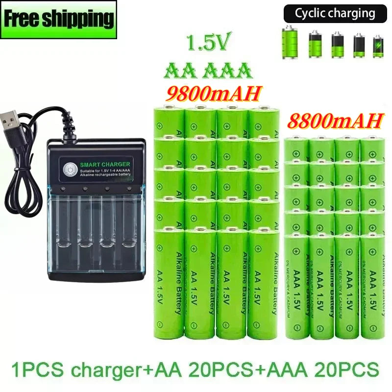 Batería AAA recargable AA Original, 1,5 V, AA 9800mAh/AAA 8800mAh para reloj, Radio, videojuego, cámara Digital, cargador AA AAA