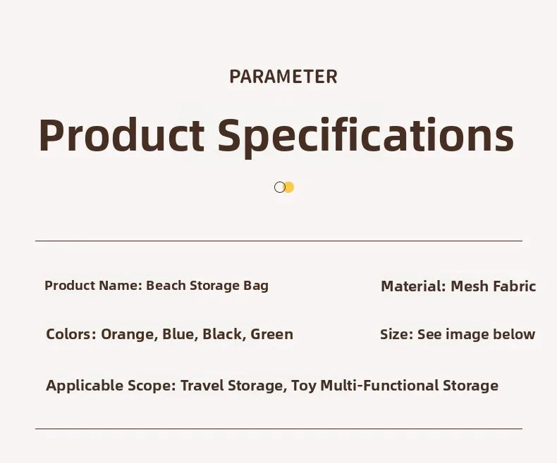 Bolsa de playa bonita de gran capacidad, juguete de excavación de arena, bolsa de malla plegable portátil para viajes en la playa, almacenamiento de deportes al aire libre, novedad de 2025