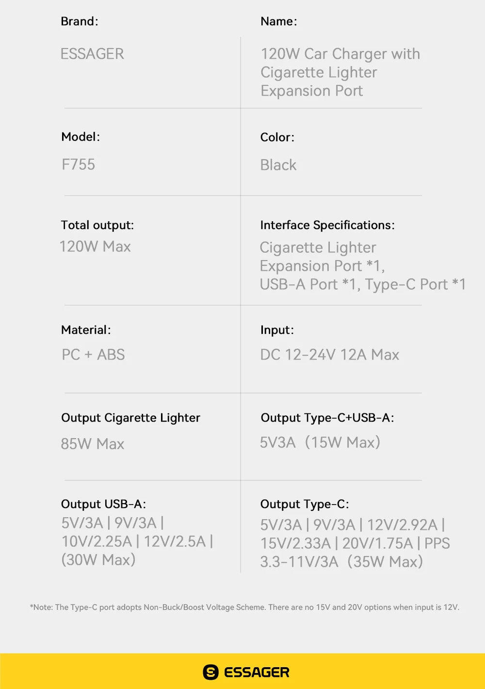 Essager 120W USB C cargador de coche con puerto de encendedor de cigarrillos de coche de 85W adaptador de cargador de coche rápido para iPhone 15 MacBook Xiaomi Laptop