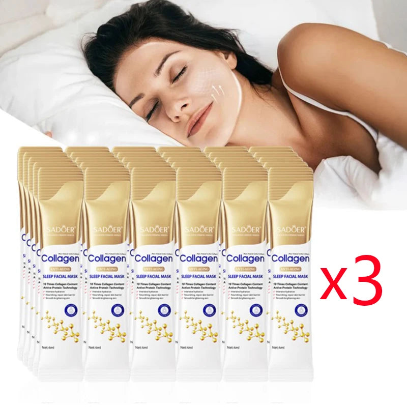 30 Uds SADOER colágeno mascarillas faciales para dormir cuidado de la piel hidratante iluminador reafirmante mascarilla Facial cuidado de la piel Facial