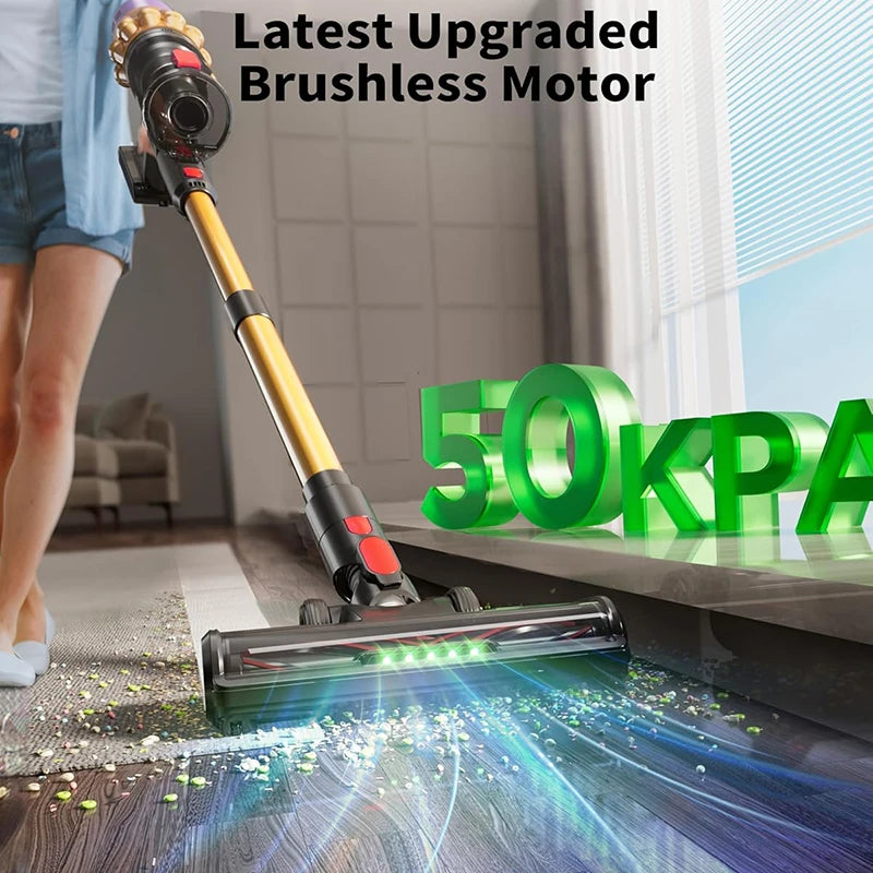 Aspiradora Inalámbrica de 50000 Pa, Motor sin Escobillas de 550 W, Aspiradora de Barra, 40 Minutos de Autonomía, Aspiradora de Mano para Limpieza del Hogar
