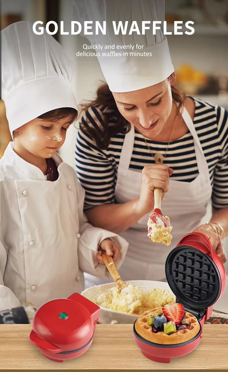 Mini antiadherente waffle maker desayunador casero hacer postres hornear waffle maker pan