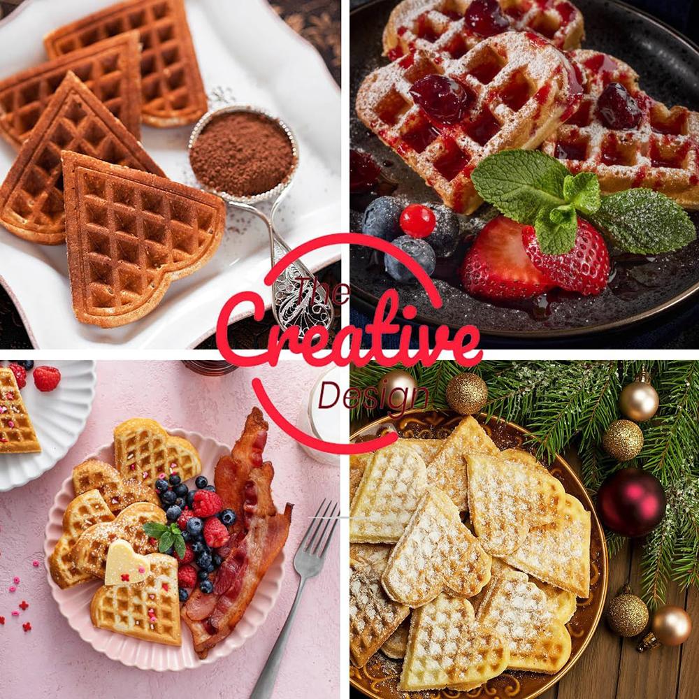 Mini Máquina Eléctrica de Waffles con Diseño "Amor", Tamaño 5 Pulgadas Portátil, Multiusos para Preparar Waffles, Sándwiches y Desayunos Caseros