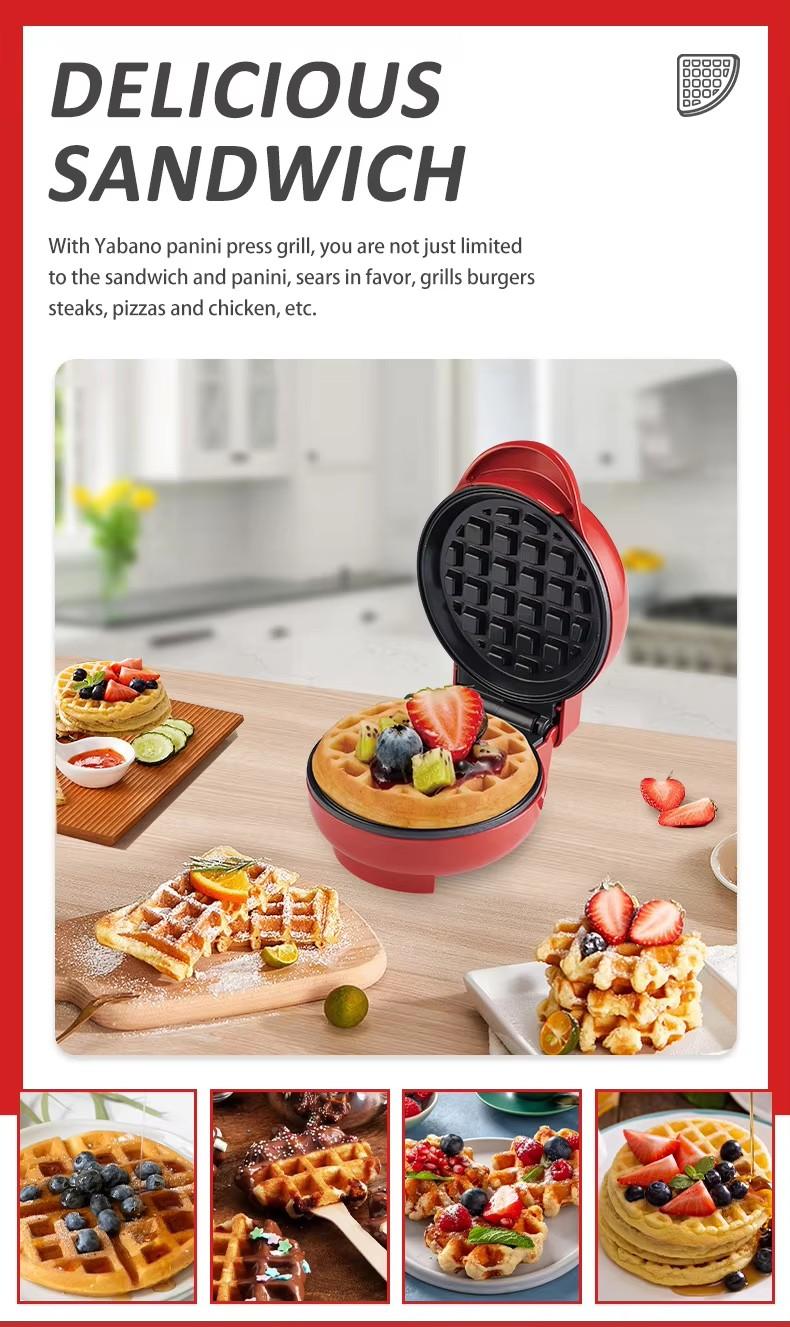 Mini antiadherente waffle maker desayunador casero hacer postres hornear waffle maker pan