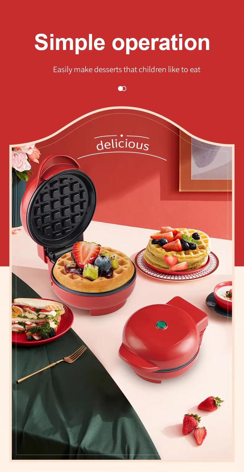 Mini antiadherente waffle maker desayunador casero hacer postres hornear waffle maker pan