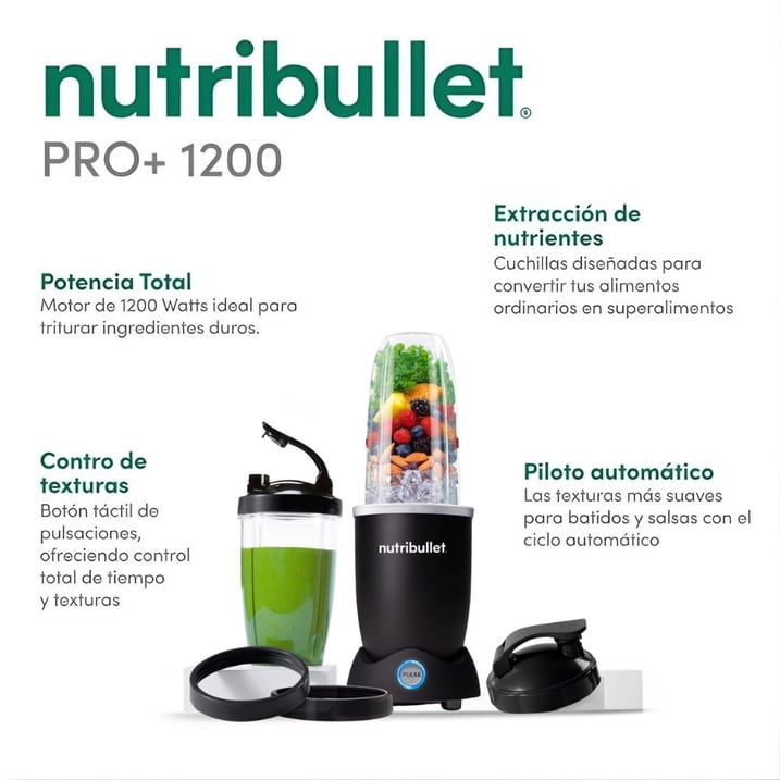 Licuadora Personal NutriBullet ProPlus 32 Oz de Acero Inoxidable con Cuchilla Extraíble 1200W