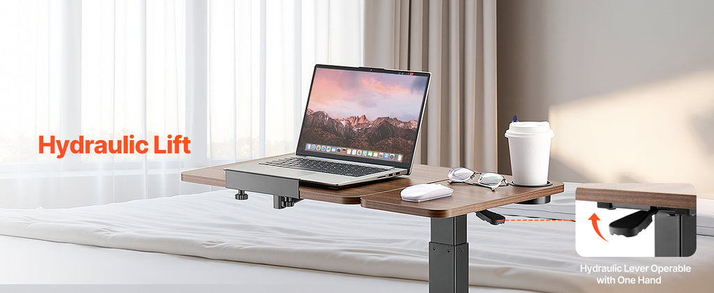 SucceBuy Mesa sobrecama Mesa auxiliar de cama móvil con ruedas giratorias Escritorio para computadora portátil ajustable en altura y ángulo para oficina, estudio y hogar
