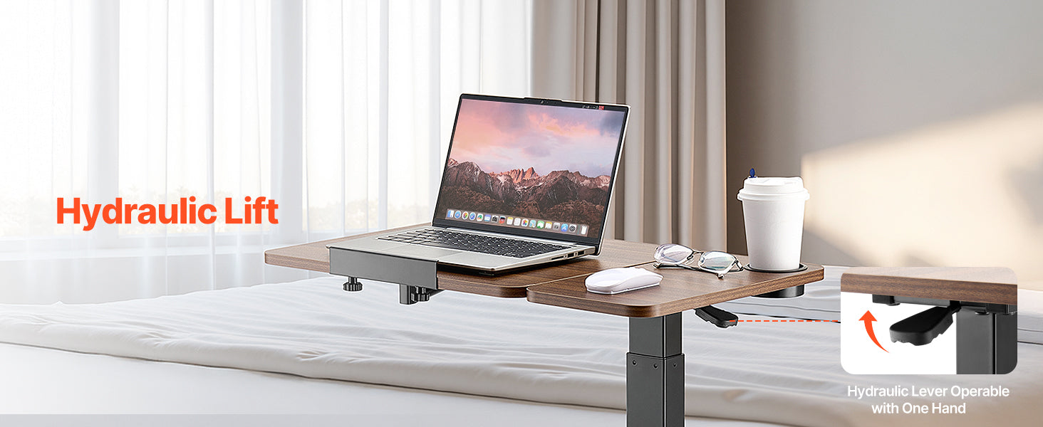 SucceBuy Mesa sobrecama Mesa auxiliar de cama móvil con ruedas giratorias Escritorio para computadora portátil ajustable en altura y ángulo para oficina, estudio y hogar