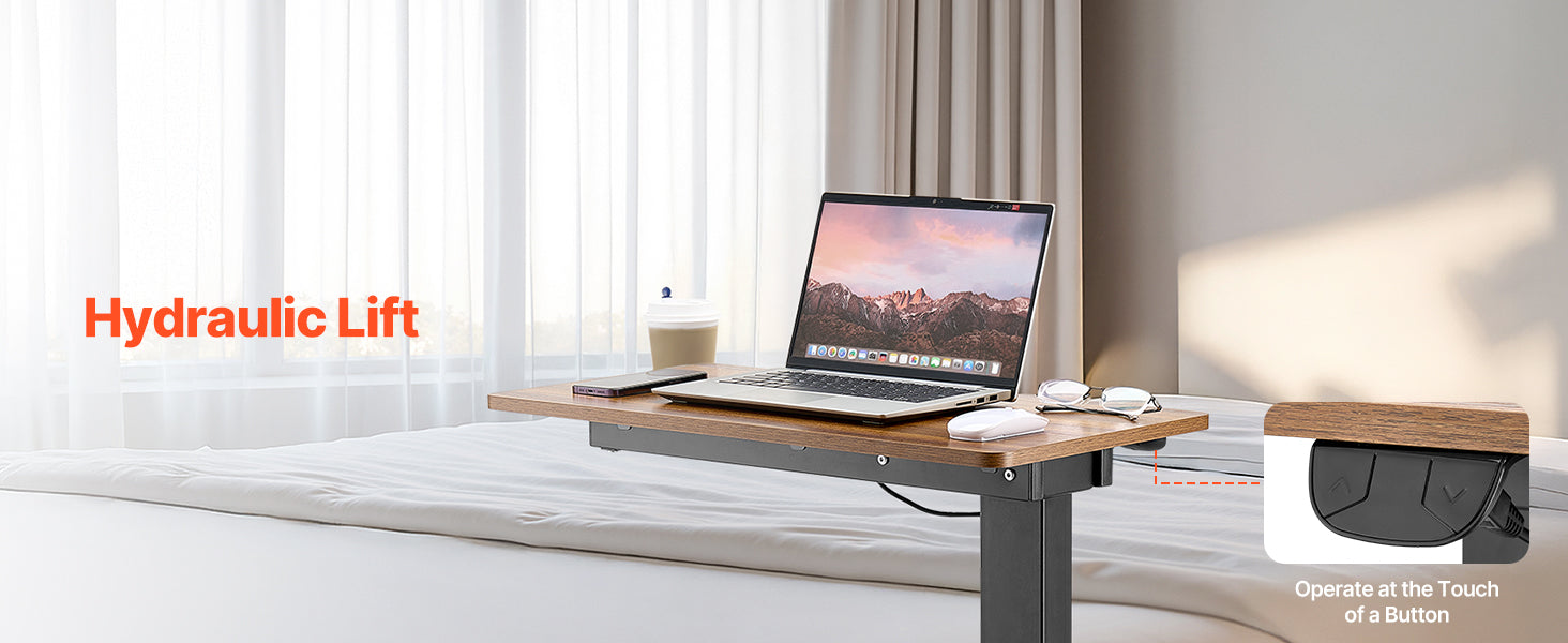 SucceBuy Mesa sobrecama Mesa auxiliar de cama móvil con ruedas giratorias Escritorio para computadora portátil ajustable en altura y ángulo para oficina, estudio y hogar