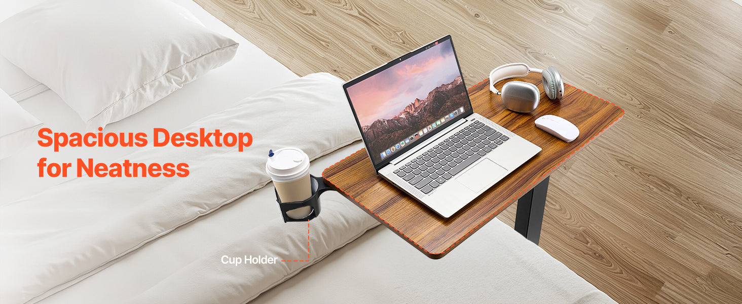 SucceBuy Mesa sobrecama Mesa auxiliar de cama móvil con ruedas giratorias Escritorio para computadora portátil ajustable en altura y ángulo para oficina, estudio y hogar