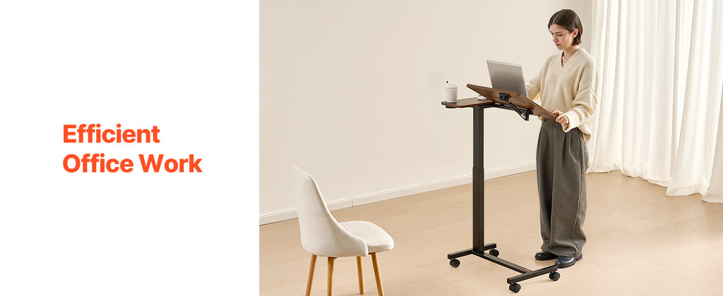 SucceBuy Mesa sobrecama Mesa auxiliar de cama móvil con ruedas giratorias Escritorio para computadora portátil ajustable en altura y ángulo para oficina, estudio y hogar