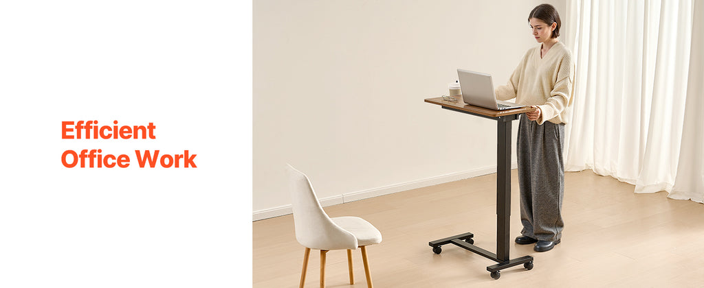 SucceBuy Mesa sobrecama Mesa auxiliar de cama móvil con ruedas giratorias Escritorio para computadora portátil ajustable en altura y ángulo para oficina, estudio y hogar