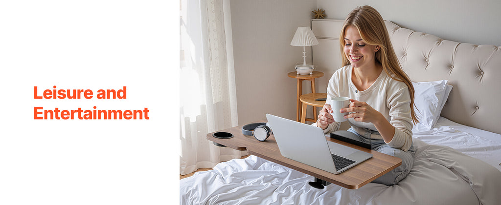SucceBuy Mesa sobrecama Mesa auxiliar de cama móvil con ruedas giratorias Escritorio para computadora portátil ajustable en altura y ángulo para oficina, estudio y hogar