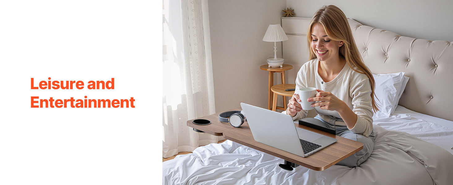SucceBuy Mesa sobrecama Mesa auxiliar de cama móvil con ruedas giratorias Escritorio para computadora portátil ajustable en altura y ángulo para oficina, estudio y hogar