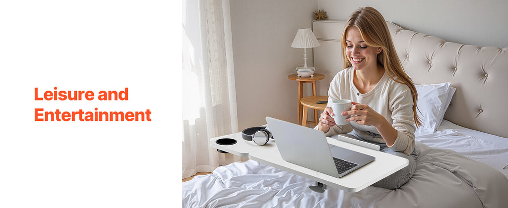 SucceBuy Mesa sobrecama Mesa auxiliar de cama móvil con ruedas giratorias Escritorio para computadora portátil ajustable en altura y ángulo para oficina, estudio y hogar