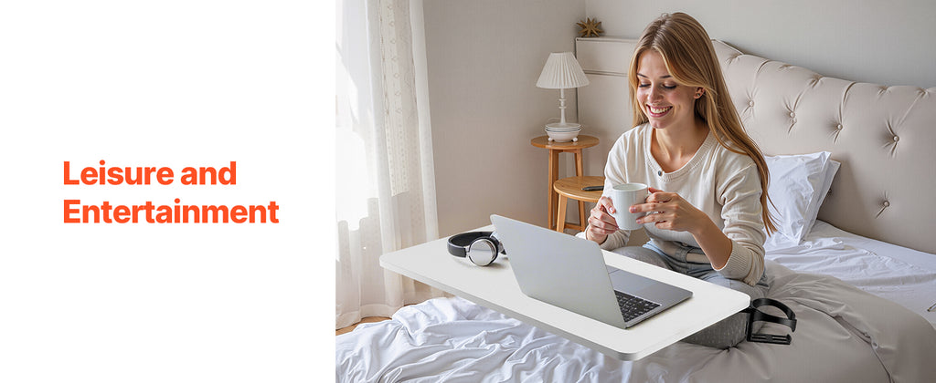 SucceBuy Mesa sobrecama Mesa auxiliar de cama móvil con ruedas giratorias Escritorio para computadora portátil ajustable en altura y ángulo para oficina, estudio y hogar