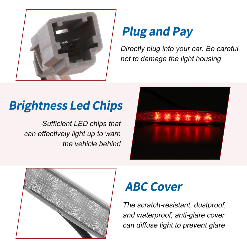 UXCELL Tercera luz de freno LED para Honda Civic EX 2 puertas Coupe No.34270SVAA01 Blanco 3.a lámpara de parada de montaje alto ABS Centro trasero Hig