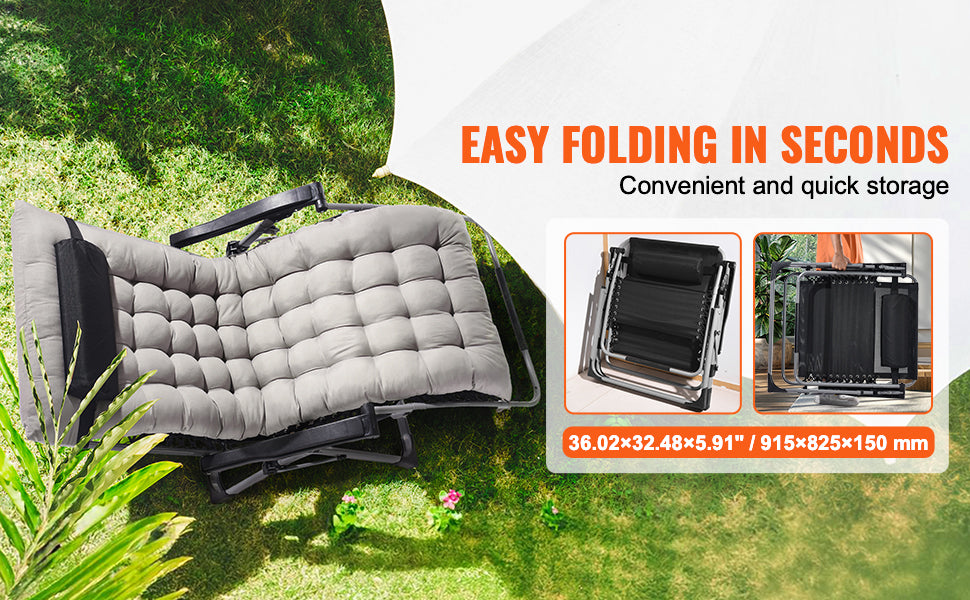 SucceBuy Silla de gravedad cero, sillón reclinable de gravedad cero, silla antigravedad ajustable con cojín, reposapiés y portavasos