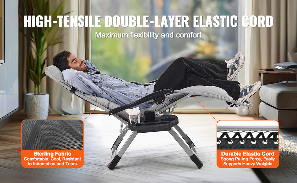 SucceBuy Silla de gravedad cero, sillón reclinable de gravedad cero, silla antigravedad ajustable con cojín, reposapiés y portavasos
